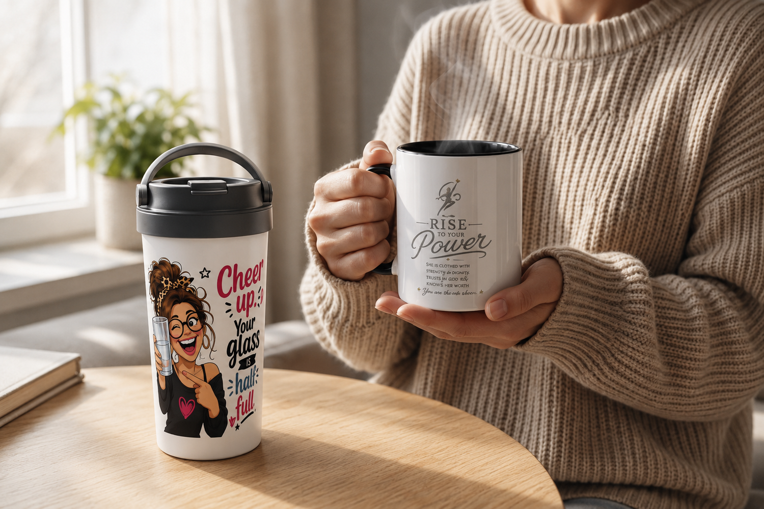 Travel mugs and ceramic cups lifestyle photo