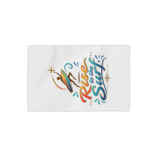 Rise to the Surf Beach Towel — Colorful Surfing Graphic Beach Towel