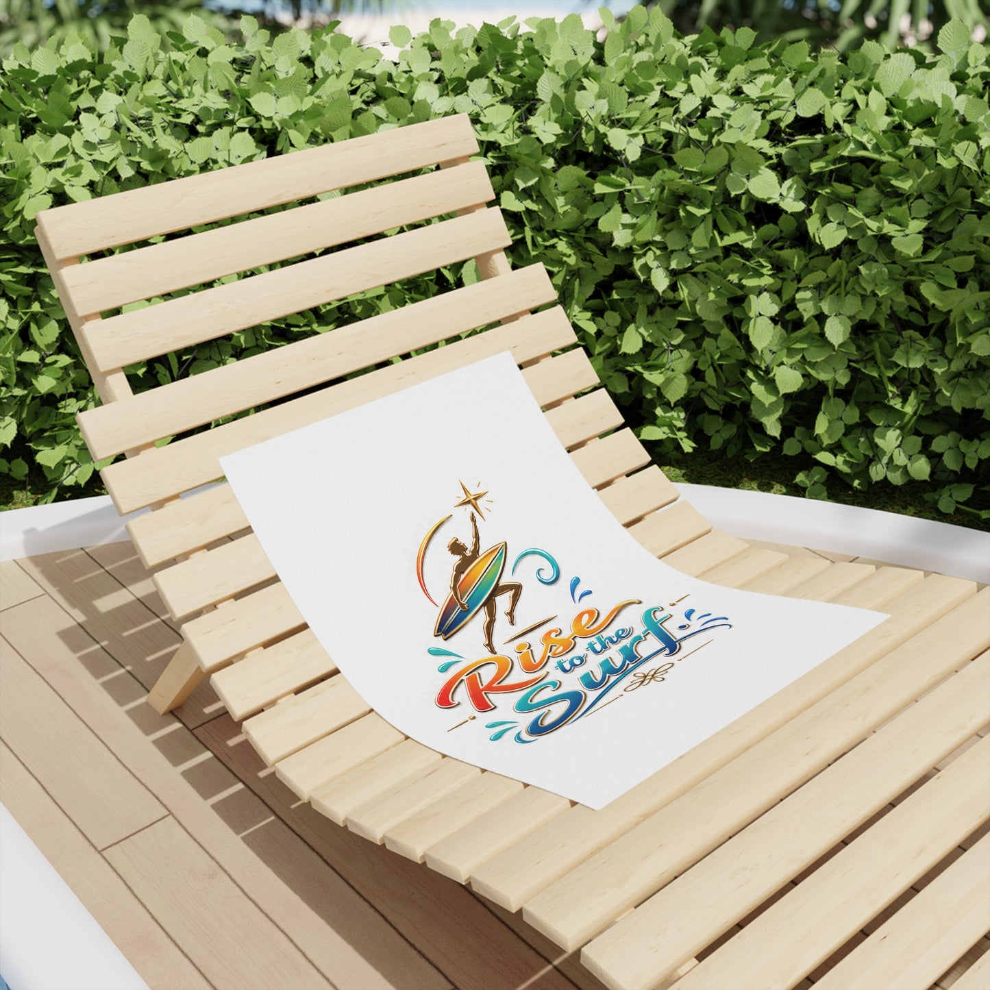 Rise to the Surf Beach Towel — Colorful Surfing Graphic Beach Towel